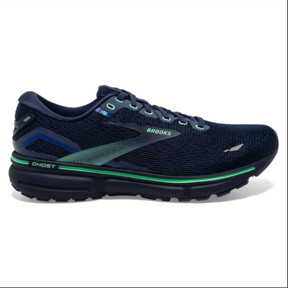 Brooks Ghost 15 Men's Navy Blue Green Low Top Running Sneakers - Size 13